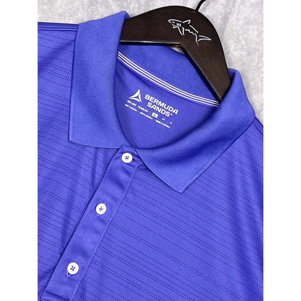 Bermuda Sands Polo Shirt Mens XL Purple Excellent Wick Away Micro-Stripe Golf